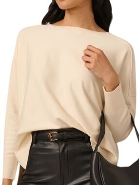 NWT ADRIANNA PAPELL Long Sleeve Drop Shoulder High Low Hem Sweater Size Medium